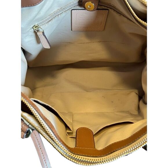 COACH Peyton Khaki & Brown Signature Jordan Double-Zip Carryall Bag F24603 - Picture 10 of 13